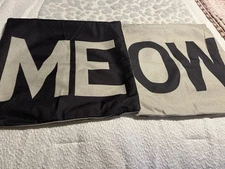 Meow Decorative Pillow Covers, Zipper Bottom, Charcoal And Beige
