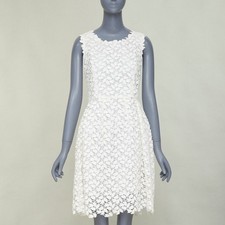 OSCAR DE LA RENTA Iso off white floral guipure leaf lace bridal dress US4 S