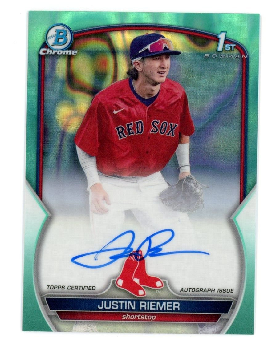2023 Bowman Chrome Draft 1st Justin Riemer /199 Aqua Lava Auto #CDA-JRI Red Sox