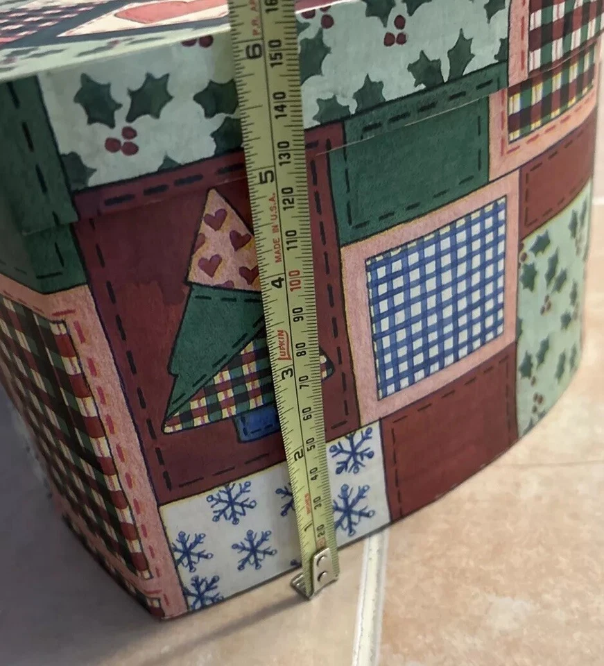 Valerie Parr Hill Patchwork Boxes Heart Shaped Nesting Box  Primitive Christmas - Image 3 of 4