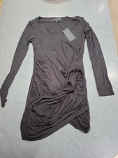 Kendall Kylie Long Sleeve V Neck Black Front Tie Dress, Size L