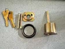 WEISER LOCK WR3 RIM CYLINDER "DURA" FINISH WITH 2 CUT KEYS