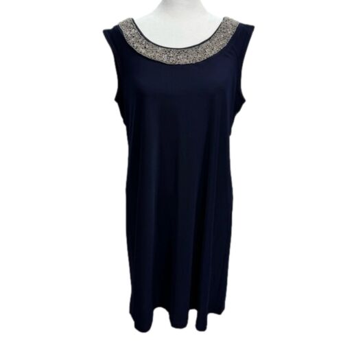 R&M Richards Navy Blue Dress Rhinestones Sheer Cardigan Wedding Mother of Bride - Picture 7 of 14