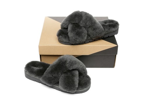 AUSTRALIAN SHEPHERD® UGG Slippers Women Fluffy Sheepskin Wool Thick Sole Leanna - Picture 27 of 28