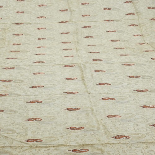 Vintage Beige Sari 100% Pura Seta Paisley Stampata Sari 5.5m Decor Craft Tessuto - Foto 5 di 6