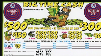 BIG TIME CASH BAG 5 POINT/760P 4-FOLD 630 BUNDLES PAPER JAR TICKETS PARTY GAME