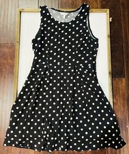 Charming Charlie Women’s Small Black/White Polka Dot Sleeveless Dress;29” Height