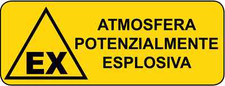 ADESIVO segnaletica attenzione atmosfera potenzialmente esplosiva 330X125 mm.