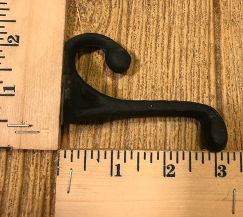 Black Double Wall Hooks Cast Iron 2 3/4" tall Two (2) Black 0170-01202B - Picture 9 of 12