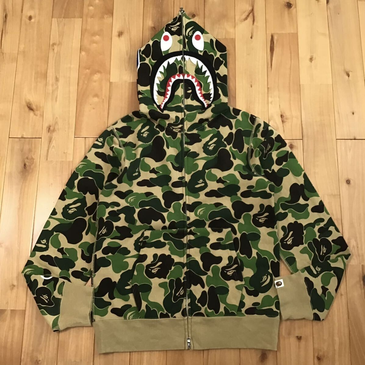 ABC camo green シャーク パーカー BAPE BAPE ABC camo green shark full zip hoodie A Bathing Ape Size M | eBay