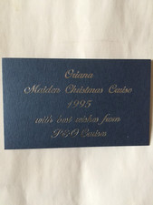 Vintage P & O ORIANA Maiden Christmas Cruise 'Compliments Card' from 1995/vgc