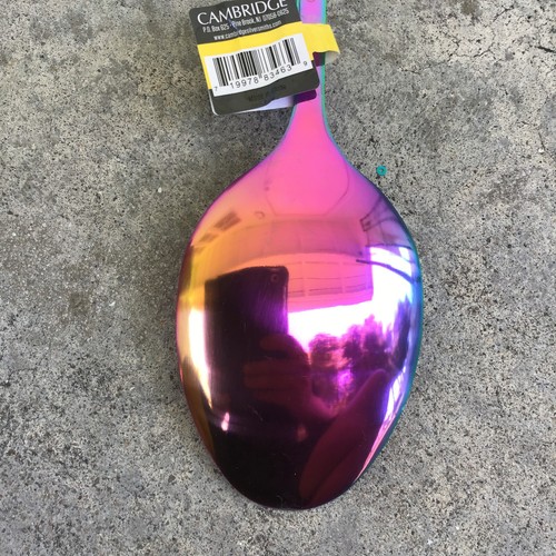 NWT Cambridge Rainbow 13" Large Serving Spoon Stainless Steel Iridescent - Picture 4 of 4