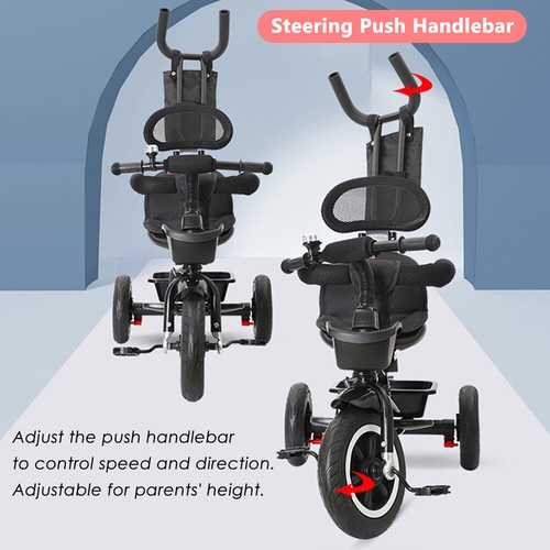 3 Wheel Kids Stroller Tricycle Bike Trike Baby Prams Toddler Ride-On Toy 4 In 1 - Picture 8 of 13