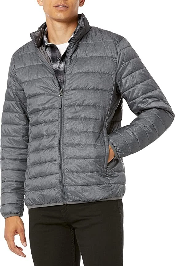Jacket Men's Packable Lightweight Water-Resistant Puffer Charcoal Heather S