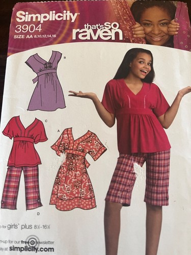 Simplicity 3904 That's So Raven Mädchen Kleid oder Top & Shorts Muster - Größe 8-16 - Bild 2 von 4