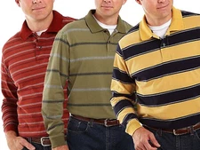 New St. John's Bay Men's Long-Sleeve Hertiage Sueded Jersey Cotton Polo