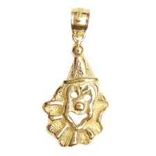 New 14k Yellow Gold Clown Pendant