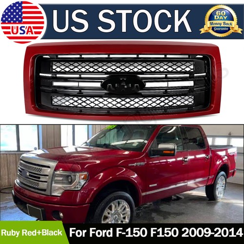 RR Ruby Red Upper Front Grille Grill Platinum For 2009-2014 Ford F-150 F150 XLT