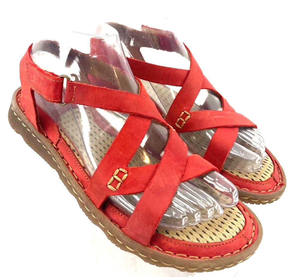 Born Trinidad F40605 Strappy Red Leather Slingback Sandals Shoes