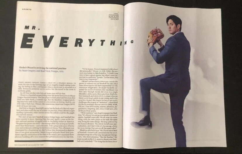Shohei Ohtani NO LABEL Baseball Dodgers - TIME Magazine - April 25 / May 2, 2022 Foto 2 de 2
