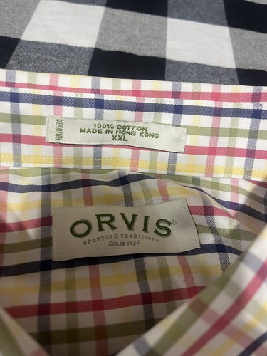 Orvis Mens Shirt Long Sleeve Plaid Button Down Collar Fall Winter Wear 2XL XXL - Picture 2 of 7