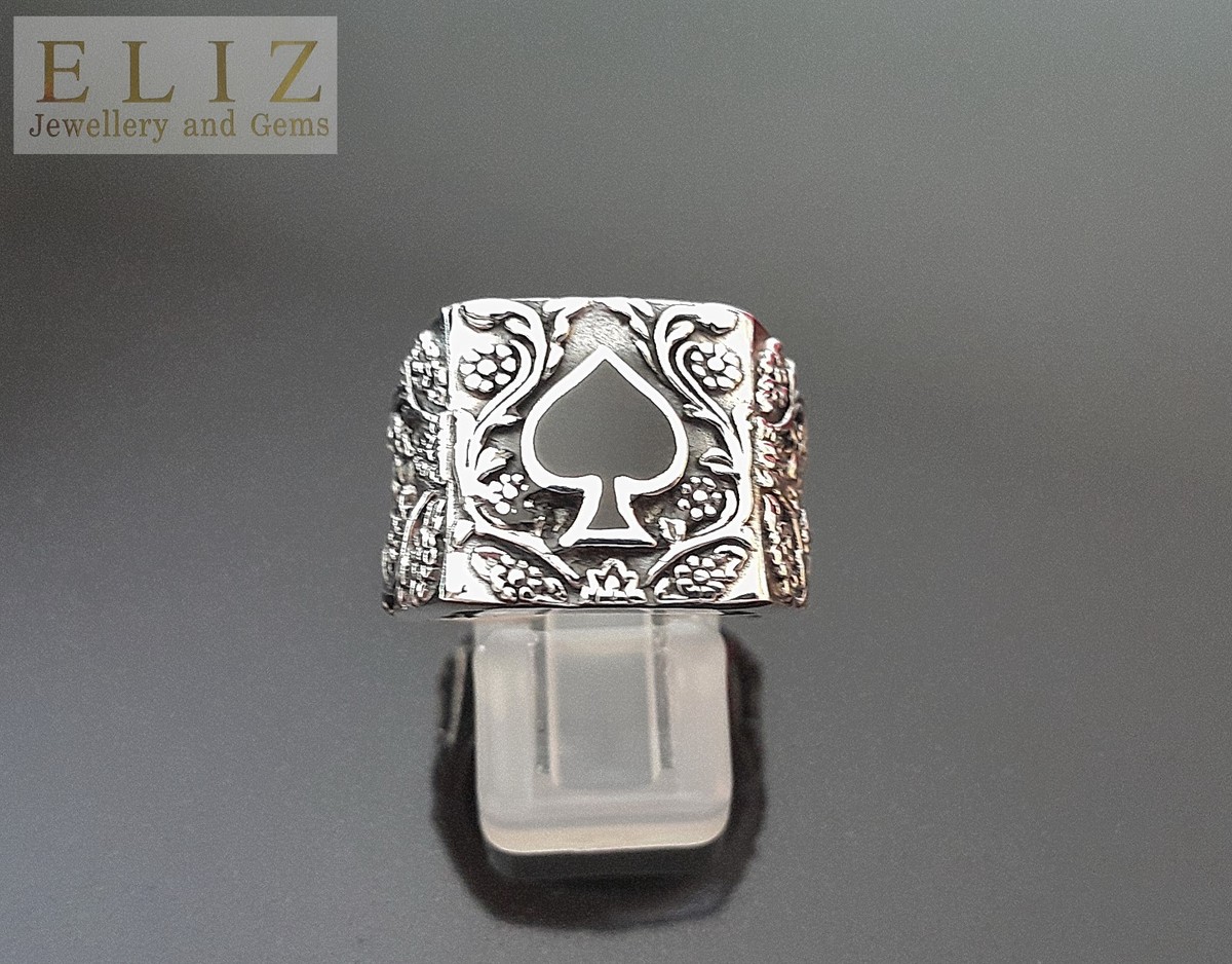 Ace Of Spades 925 STERLING SILVER Ring Biker Goth Punk Rock