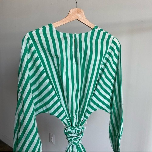 $495 NWT Rhode Green and White Ella Curacao Striped Dress Sz S - Picture 6 of 13