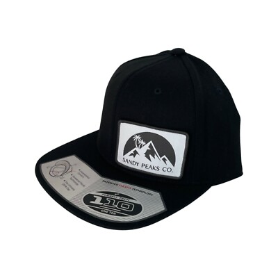 Sandy Peaks Snapback Flexfit 110F Flat Brim Hat 100% Woven Patch Black 