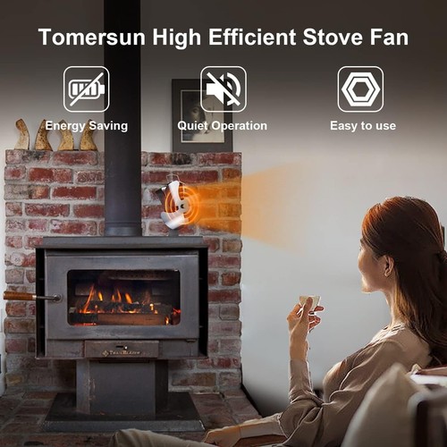 Ventilador de Estufa con 4 Hojas Ventilador de Chimenea, Ventilador para Estufa de Chimenea - Imagen 4 de 8