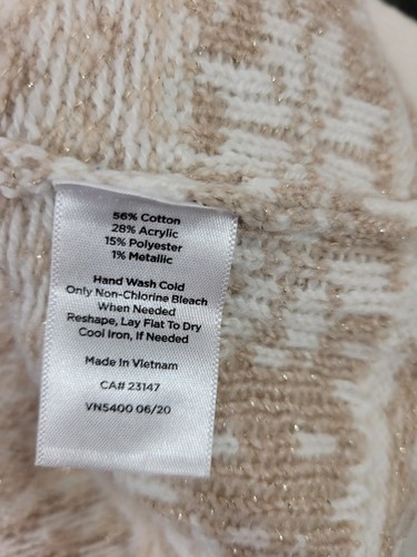 New Talbots Petites Sweater Ivory Gold Sparkle Fair Isle XLP $89.50 White - Picture 2 of 8