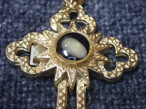 Gold tone Cross Church of the Nativity Holy Land Relic Stone Bethlehem Cross - Picture 6 of 6