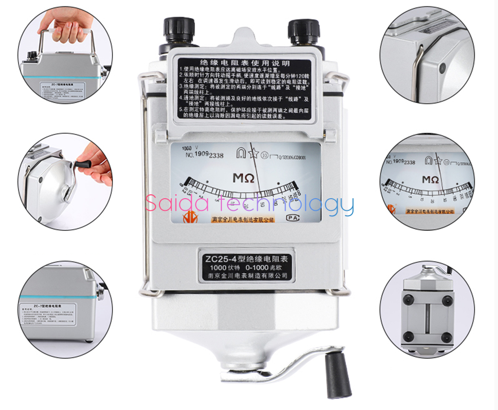 1pc ZC25 resistance insulation tester 500V pointer 2500 shake