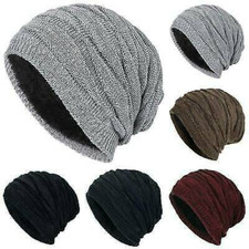Winter Warm Baggy Slouch Long Beanie Hat Women Mens Fleece Knitted Wrap Cap New