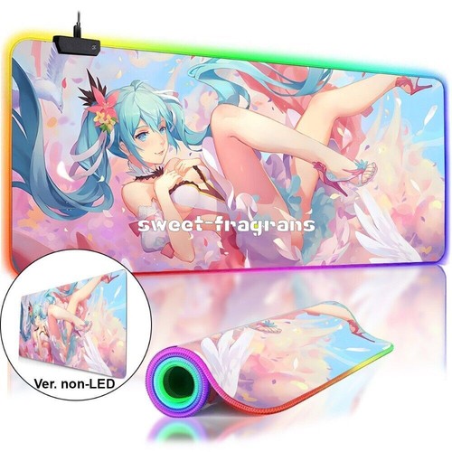 Anime Hatsune Miku Large Gamer Luminou MousePad LED Waifu Keyboard Mat #27 Mar25 - 第 1/20 張圖片