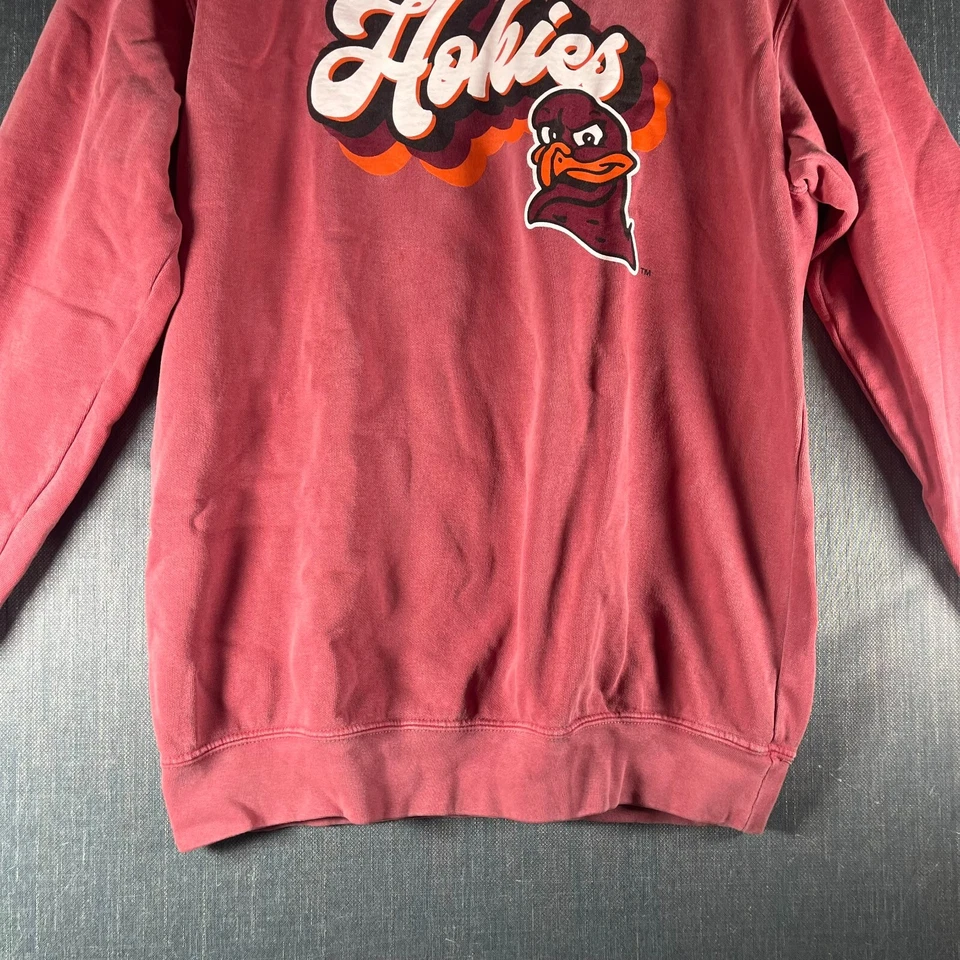 Comfort Colors Womens Sweatshirt Red Hokies Graphic Print Pullover Size M Cotton - Image 3 of 4