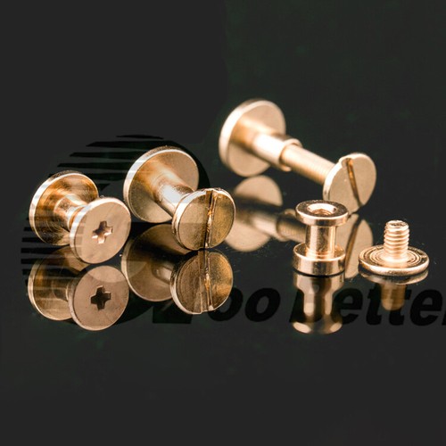 Flat Belt Screw Leather Craft Nail Brass Solid Rivet Stud Heads 6 8 9 10 12mm - Picture 4 of 27