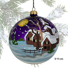 Boule Noël Verre soufflé Peint à la main D 11 cm Décoration Sapin Arbre de Noël