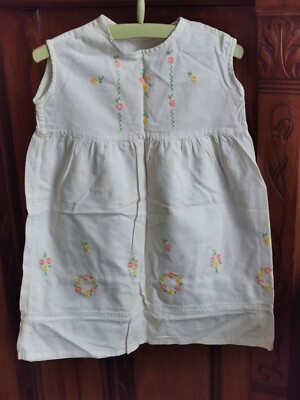 GDR children's dress made of linen with colorful embroidery, or for large doll