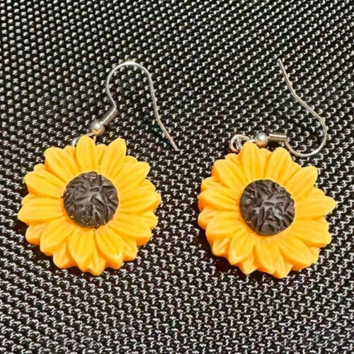 Handmade Sunflower Drop Earrings Elegant Simulated Boho Hook Earrings for Women - Picture 4 of 7