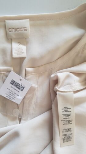 Women's Chico's Ramona Silky Elegant Vintage Ivory Lined Relaxed Flowy Blouse L - Picture 9 of 12