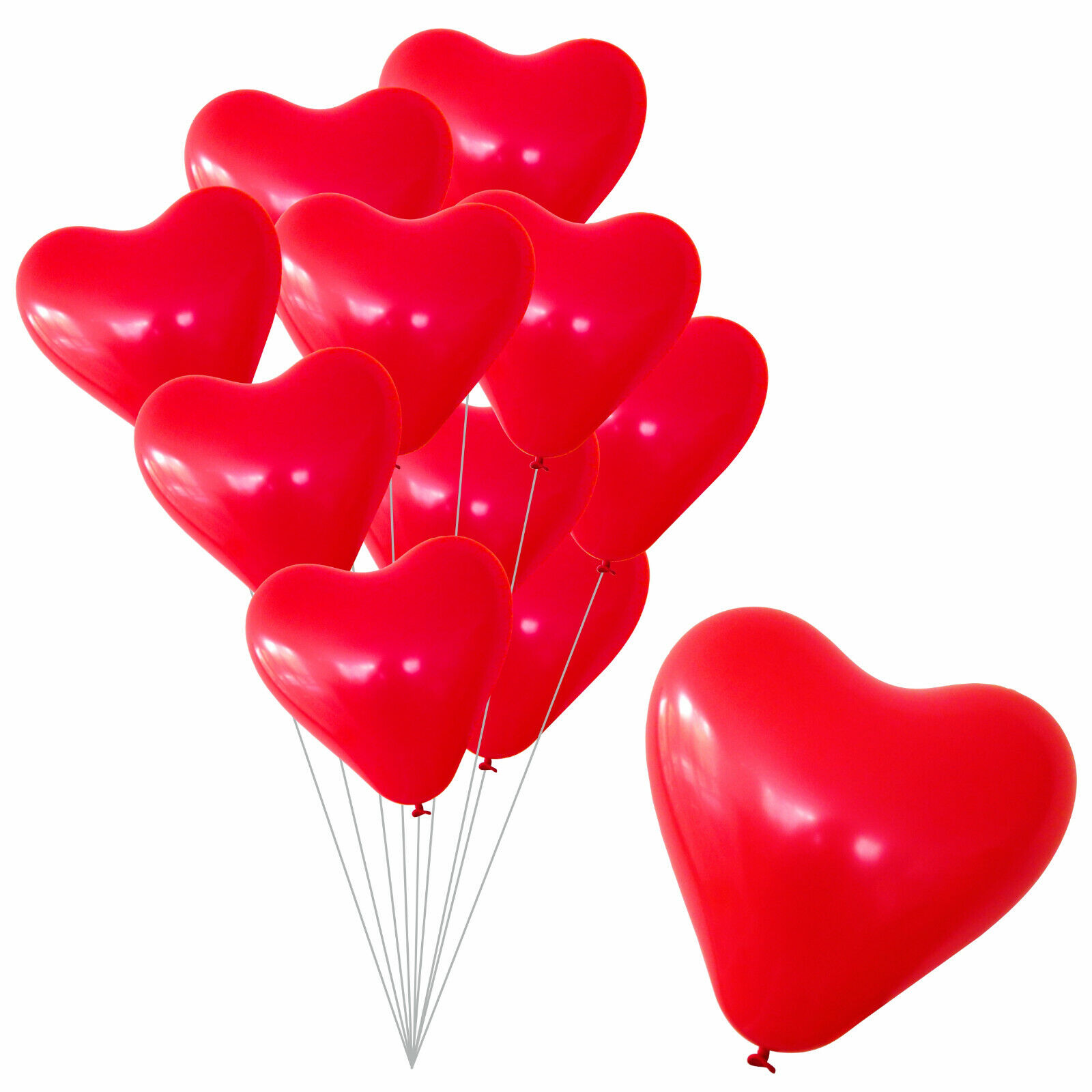 Herz Luftballons 30 cm rot weiß Premium Herzballons Helium Hochzeit Herzen Bio