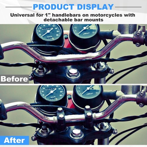 1" Inch Handlebar Risers Clamp For Harley Fatboy Dyna Sportster Touring Black - Imagen 9 de 12