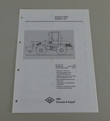 Brochure/brochure O&K wheel loader L8 B technical data status 04/1997