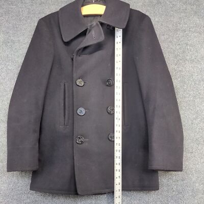 Naval Clothing Factory Men's Double Breasted Pea Coat Black