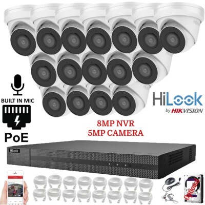 HIKVISION 4 8 16CH POE CCTV SYSTEM IP UHD 8MP NVR 5MP AUDIO EINGEBAUTES MIKROFON KAMERA KIT