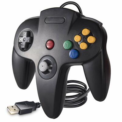 Für Retro 64-Bit Nintendo N64 Controller USB Für PC Mca Windows  Schwarz
