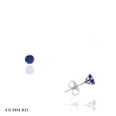 .70 TCW Natural Round Cut Sapphire 14K White Gold Studs   September Birthstone