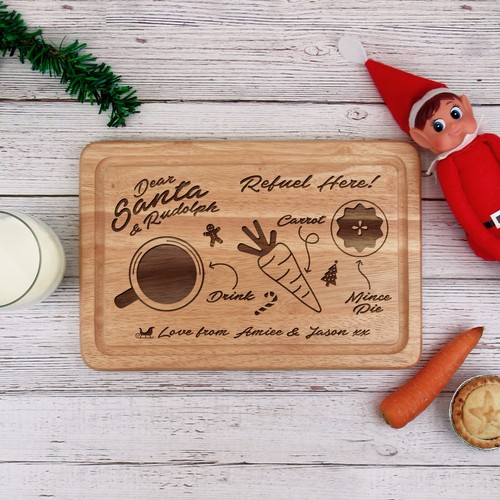 Personalisierter Heiligabend Teller Santa Rudolph Tank Snack Holz Leckerli Bord - Bild 7 von 20