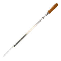 Grillspieß Mit Holzgriff Edelstahl 70 Cm Lang 1,5 Cm Breit