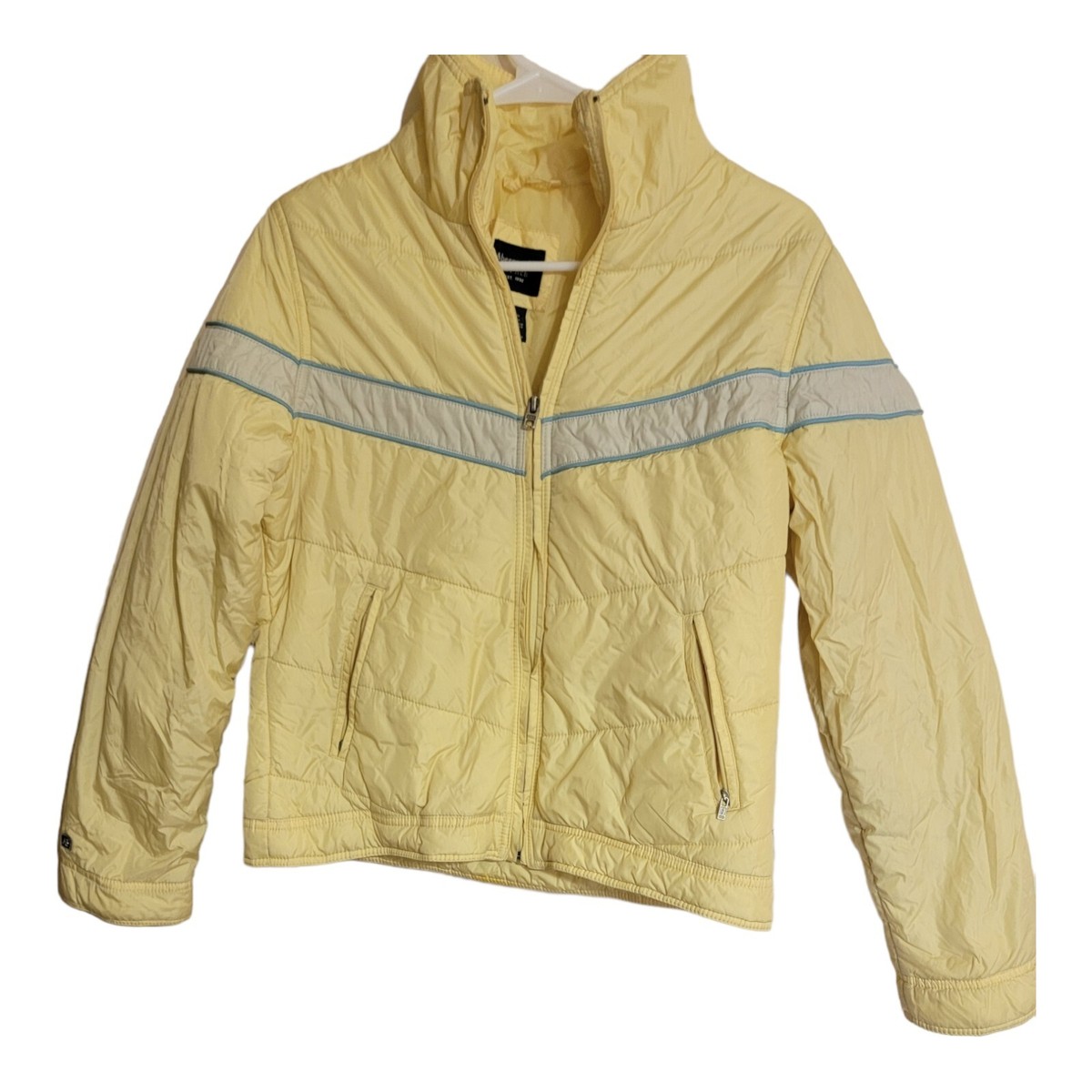 Abercrombie & Fitch Jacket Women's M Butter Yellow Puffer Full Zip